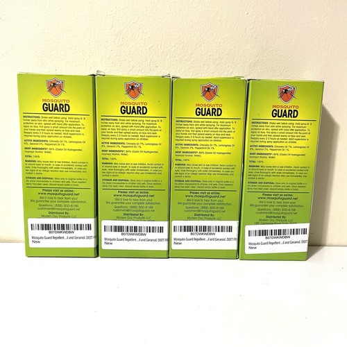 Set Of 4 New Mosquito Guard Repellent Spray 4 oz Deet Free - Picture 2 of 6