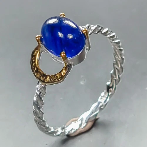 Handmade ring Blue Sapphire Ring 925 Sterling Silver Size 7.5 /R453025