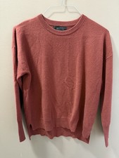 Tahari 100 2-Ply Cashmere Sweater Women  s M Rust Crewneck Classic Essential