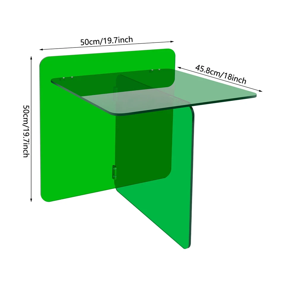Acrylic End Table Modern Decor Side Tables Green For Living Room 19.7x19.7x18" - Image 3 of 4