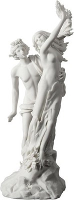 14 Inch Apollo and Daphne Greek Sculpture Resin Marble White Finish