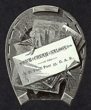 SCARCE 1890s TC~IRVIN D. PAULL POST 55 G.A.R.~ICE CREAM SALOON~WHEELING, W. VA.