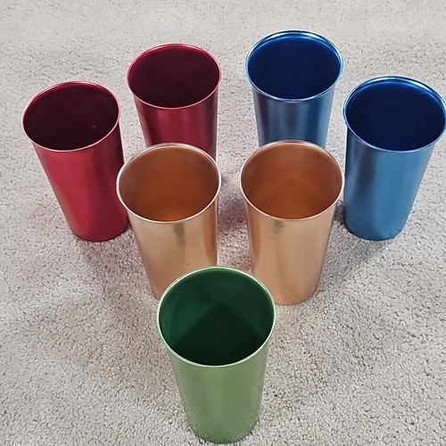 Vintage 7 Colorful Multi colors 1950s-60s Aluminum Tumblers 9 oz. Made In USA - Picture 1 of 11