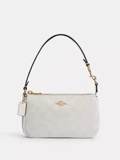 Nolita 19 Signature Canvas Wristlet Shoulder Bag Chalk White CW426