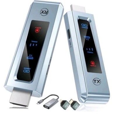 Wireless HDMI Transmitter and Receiver, HD Extender Plug & Play Portable Sliver