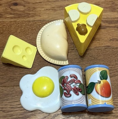 VTG Little Tikes Play Food Set Fun Pretend Pizza Syrup Cheese Cans Pie Egg Kids