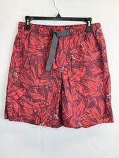 Columbia PFG Swim Trunks Men S Red Print Water Bored Shorts 8" Inseam Belted