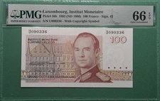 1993(ND 1986) LUXEMBOURG 100 FRANCS P# 58b PMG 66 EPQ GEM UNC