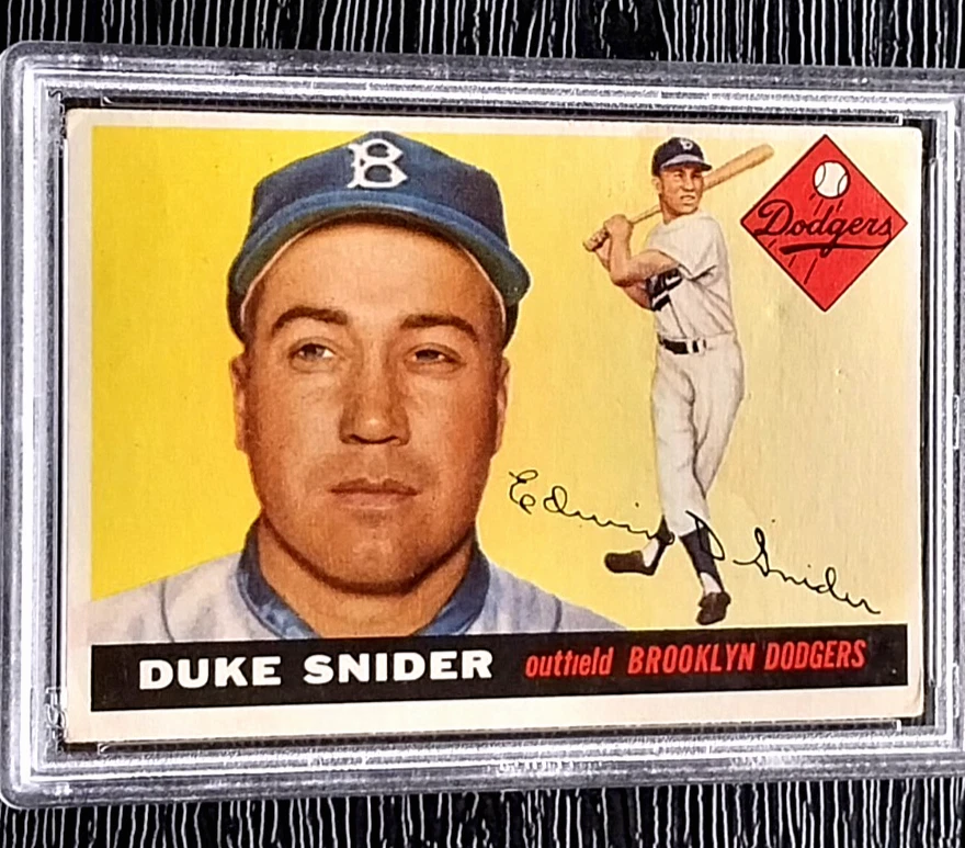 Tarjeta de béisbol 1955 Topps Duke Snider #210 **sin pliegues** **centrada** PSA 3 en muy buena condición Foto 2 de 4