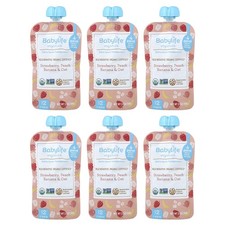 Baby Food, 6 Months, Strawberry, Peach, Banana  Oat, 6 Pouches, 3.5 oz 99 g 