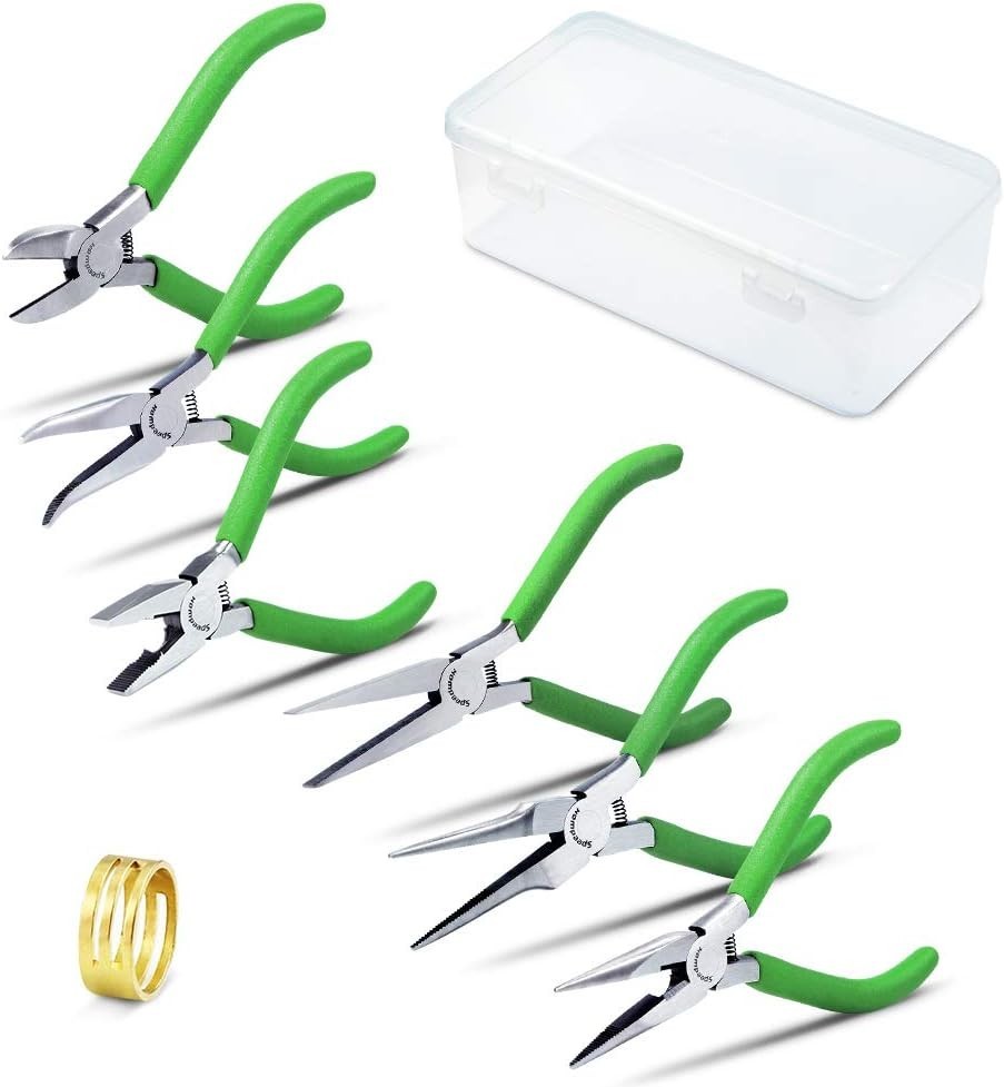 Mini Pliers Tool Set 6-Piece 4-1/2-Inch Precision Diagonal Plier Long Nose Needl