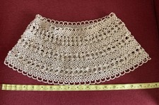 Antique 1920s Hand Crocheted Lace Circular Yoke/Collar Ivory Cotton Scallop Edge
