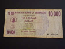 Zimbabwe 10000 Dollar Bearer Cheque Issued 2006