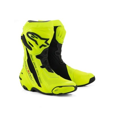 ALPINESTARS SUPERTECH R V2 MOTORCYCLE RACE BOOTS FLURO YELLOW ''VENTED'' ALL SIZES