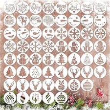 60 Pcs Reusable Christmas Stencils for Wood Crafts and Holiday Decor