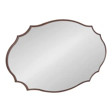 Kate and Laurel Leanna Glam Oval Mirror 24 x 36 Bronze Modern Scalloped Mirro...