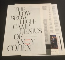 ANDY COHEN -2014 Magazine 4-Page Article Clipping