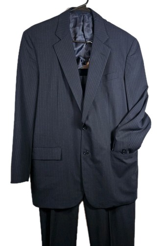 Brooks Brothers Wool Blazer Pants Suit Men 41R Navy 38 Waist Pinstripe Office - Picture 2 of 12