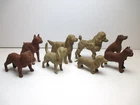 Vtg 1950's Marx Champion Dog Pet Shop Series Rubber Figurines Brown & Cream 8