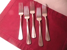 Set Of 5 Dinner Forks Towle Blaine Pattern Glossy Stainless Flatware 8 1/4"
