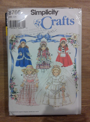 Simplicity 8766 16'' & 18'' Collector Doll Clothes Pattern UNCUT