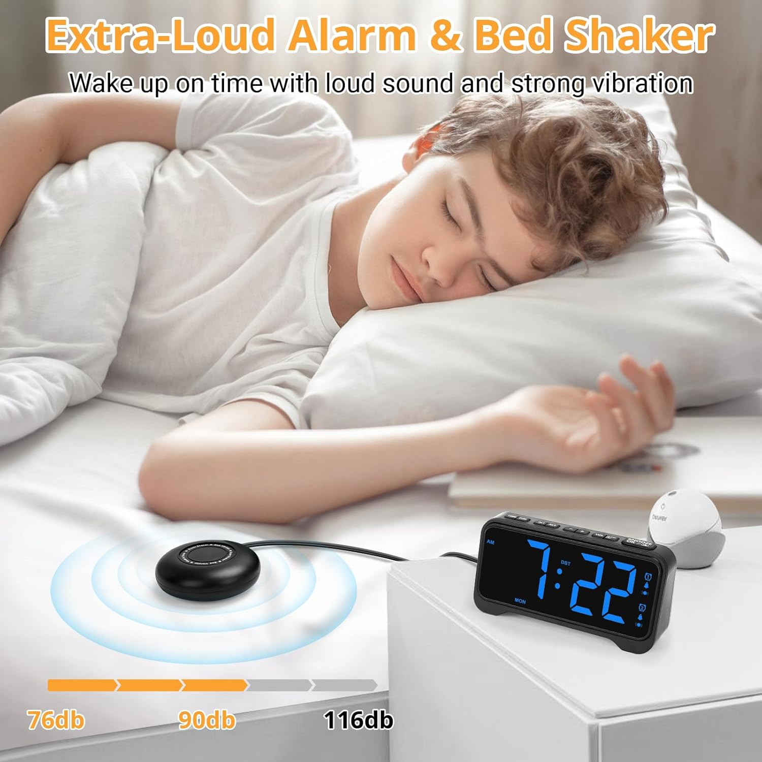 Heavy Sleepers Adults Vibrating Bed Shaker Teens/deaf People