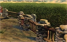 Vintage Linen Postcard Safety Wall Cooper Rocks Morgantown WV Scenic