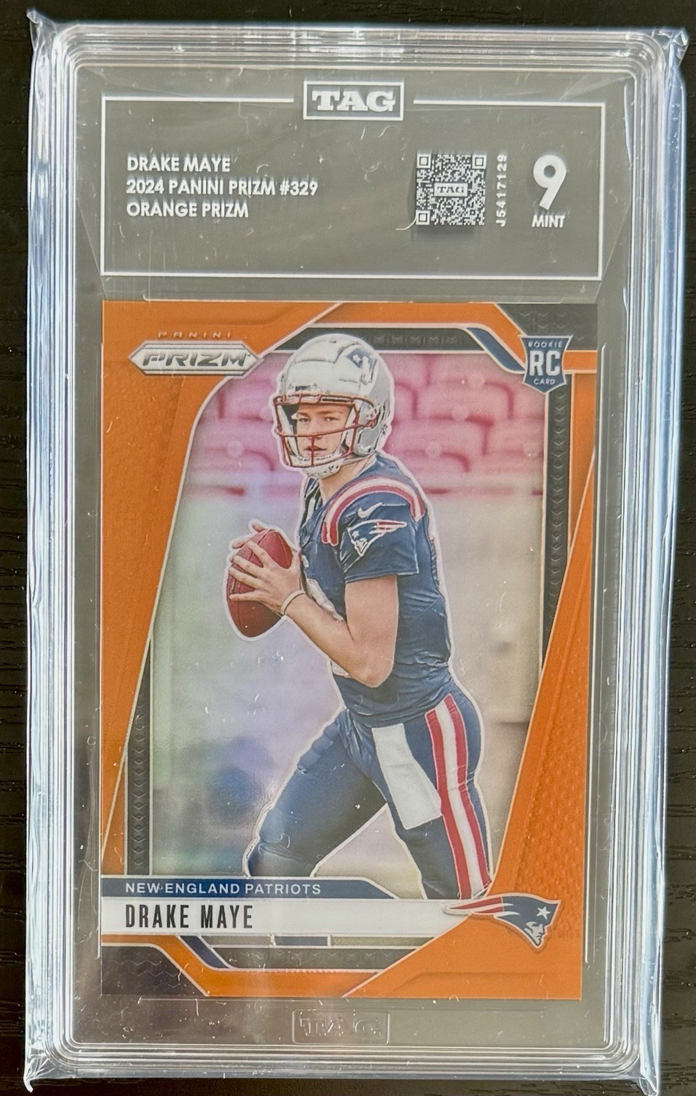 2024 Panini Prizm - Rookies Drake Maye #329 Orange Prizm /249 (RC)