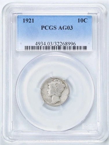 1921 10C Mercury Silver Dime AG03 PCGS 32268996