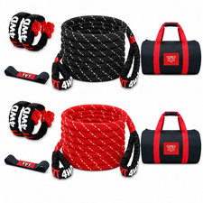 Red Black 1 X 30ft Kinetic Energy Recovery Rope Tow Strap Heavy Duty Wshackle