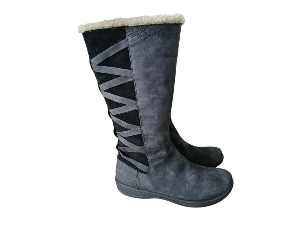 Teva Women Figueroa Black Nubuck  Faux Fur Lined Knee Boots sz 9 - Image 4 of 4