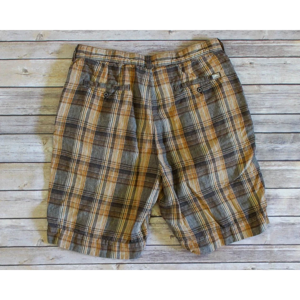 Шорты мужские Tommy Bahama 34 расслабляющие желтые клетчатые льняные бермудские повседневные пляжные - Изображение 2 из 3