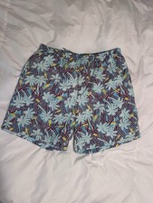 Columbia PFG Men  s Swim Trunks L Tropical Floral Blue Multi Mesh Lined