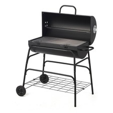 Large Oil Drum BBQ Charcoal Grill Smoker Garden Outdoor Barbecue Trolley