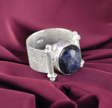925 Sterling Silver Jewelry Natural Sodalite Blue Gemstone Ring All Size Gift DE