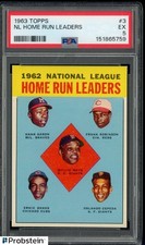 1963 Topps #3 NL Home Run Leaders Aaron Robinson Mays Banks Cepeda HOF PSA 5