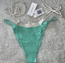 L*SPACE Fused Mackena Bitsy Bikini Bottom Medium NWT Blue & White