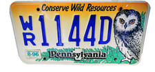 1999-2004 Pennsylvania Retire Conserve Wild Resources License Plate: WR 1144D