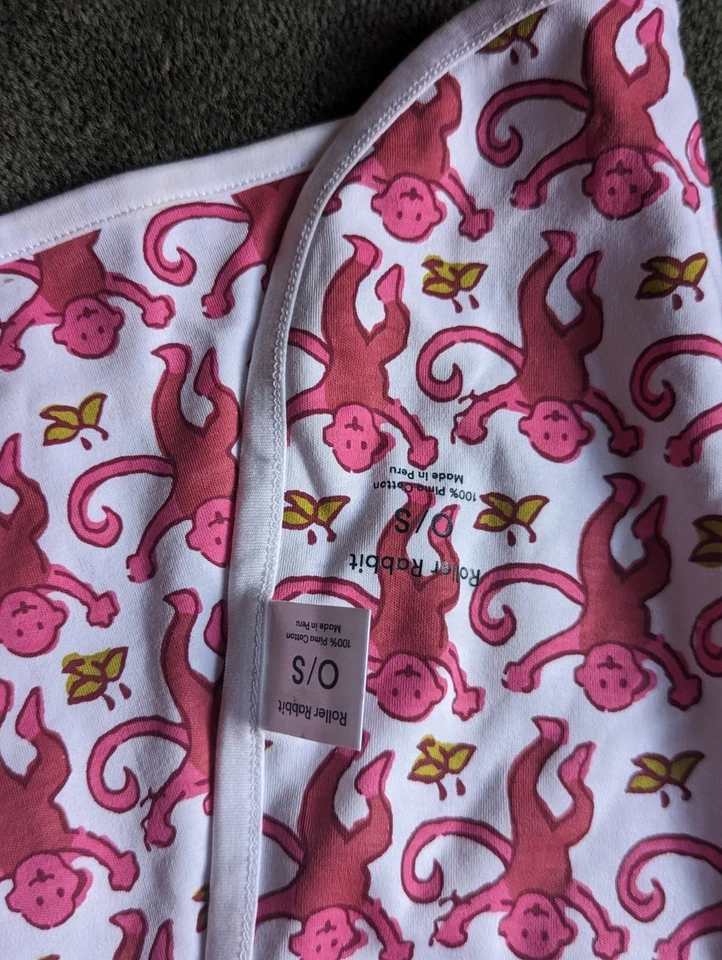 Manta de recepción Roller Rabbit Pink Monkeys Lovey Foto 3 de 3