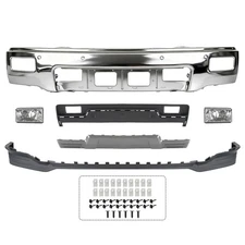 2014 2015 Chevy Silverado 1500 Front Bumper Cover Kit Chrome w/ Gray Skid Plate