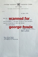 RALPH J. BUNCHE - LETTER - SIGNED -  - NOBEL PEACE - JFK- UNITED NATIONS