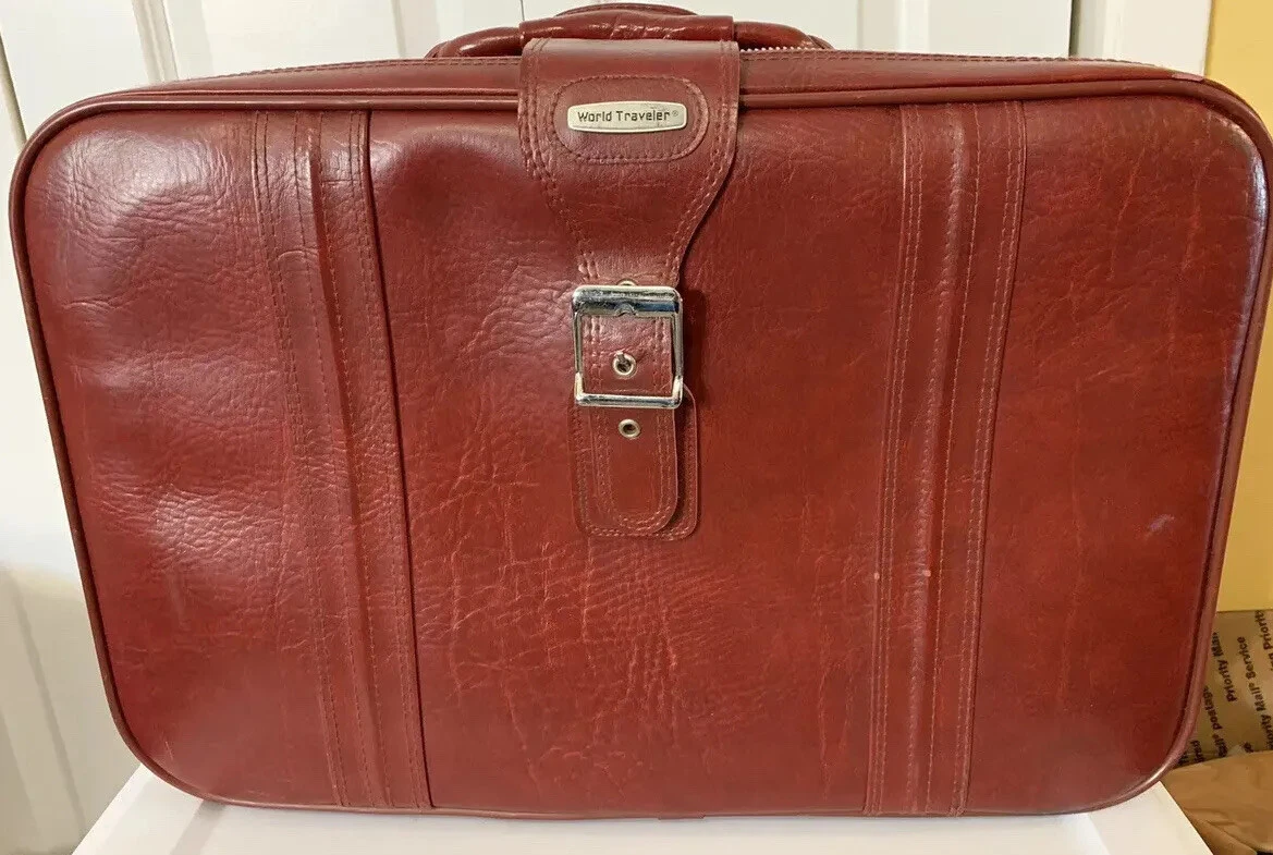 Vintage Classic World Traveler English Style Red leather look suitcase  Luggage