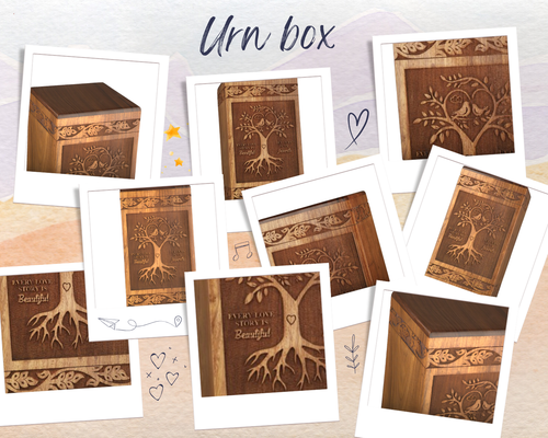 Cremation Urns for Human Ashes Adult Male Female, Wooden Tree of Life Urns Box - Picture 8 of 8