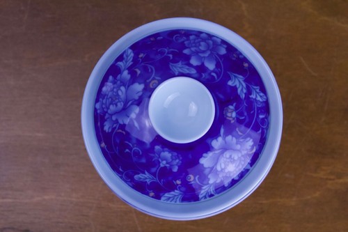 Chinese Porcelain Gaiwan Colbolt And White Flowers - Picture 7 of 9