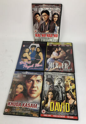 5 x Bollywood DVD LOT - KHUDA KASAM, KAL HO NAA HO, DAVID Dil to Pagal Hai *VGC*