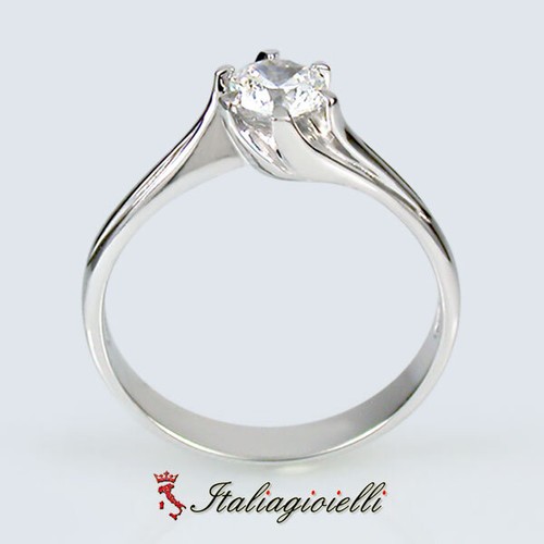 Seducente Anello Solitario Donna in Argento 925 rodiato Oro Bianco - Foto 6 di 9