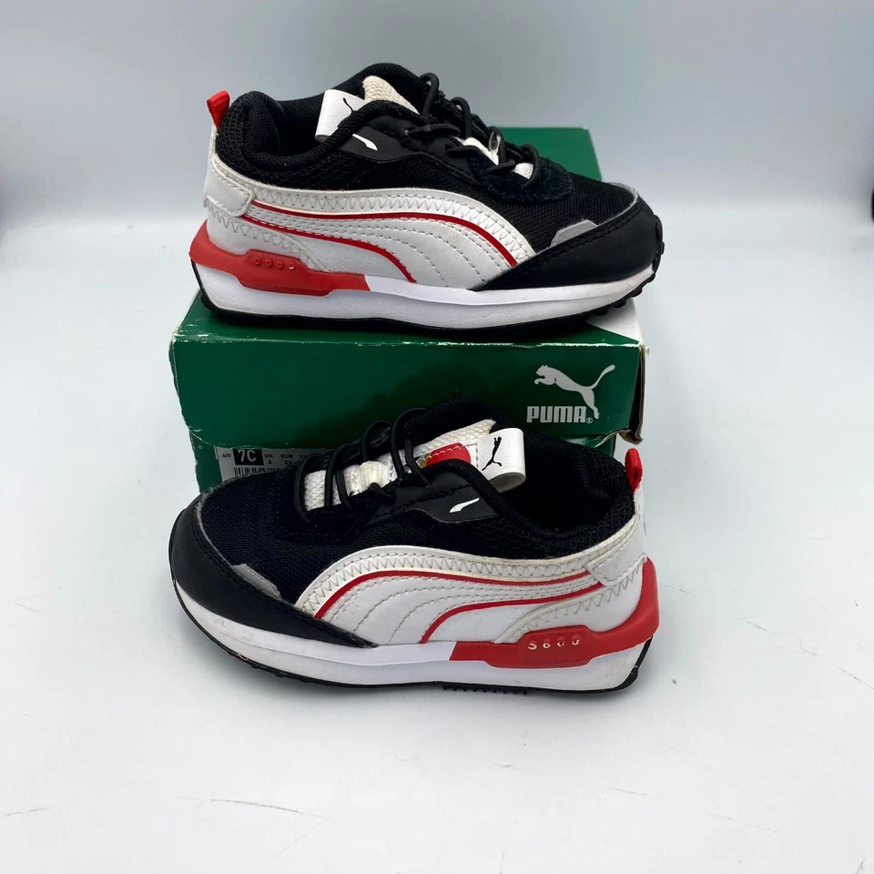 Puma City Rider AS AC Inf 382694-01 Niños EE. UU. 7C Tenis Negro Rojo Zapatos con Cordones Foto 2 de 4