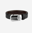 Montblanc Horseshoe Buckle 30mm Reversible Leather Belt Black Brown 114412