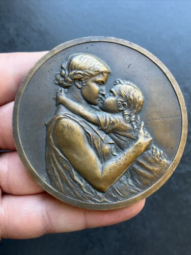 Georges-Henri PRUD’HOMME (1873-1947) Médaille en Bronze Maternité Mère et Enfant - Imagen 1 de 9