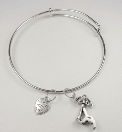BEACH FASHION NAUTICAL BEACH UMBRELLA CHAIR LOVE HEART RHODIUM CHARM BRACELET - Picture 3 of 5